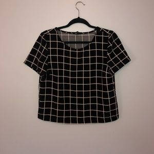 Black and white grid blouse